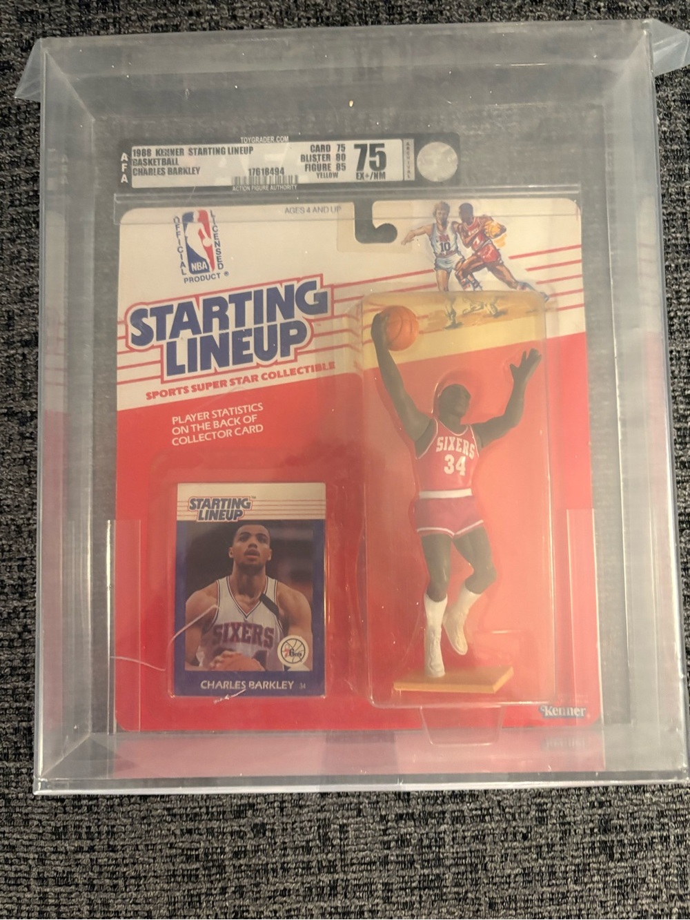 GRADED Starting Lineup Charles Barkley Philadelphia 76ers Red Action Figure by